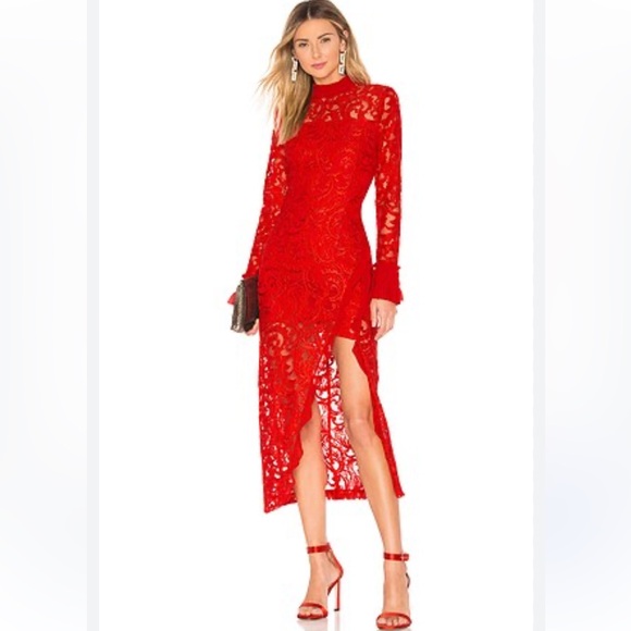 Alexis Red Fala Lace Dress Sz Small - Picture 1 of 16